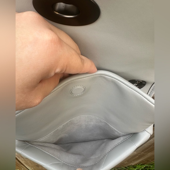 Coach Gray Quilted Shoulder Bag with Chain-Link Strap - Picture 6 of 7